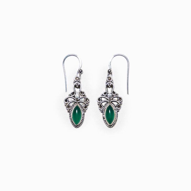 Green Onyx 925 Silver Marquise Earrings
