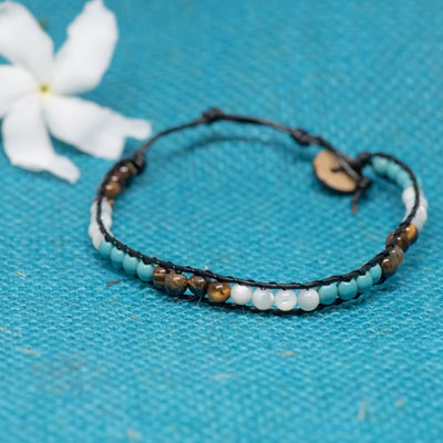 Multicolour Leather & Bead Bracelet
