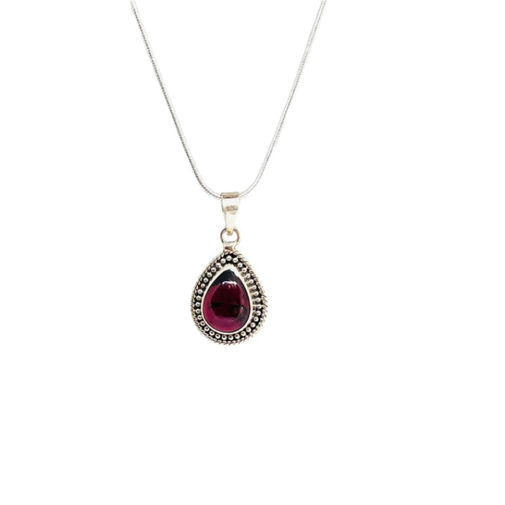 Garnet Drop 925 Silver Pendant