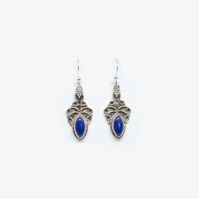 Lapis 925 Silver Marquise Earrings
