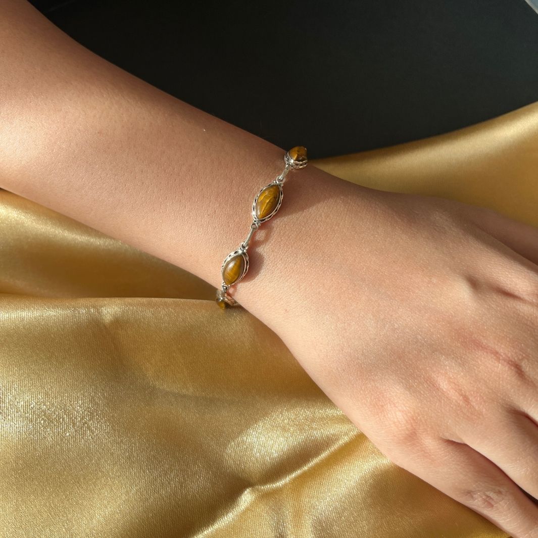 Tiger Eye 925 Silver Bracelet