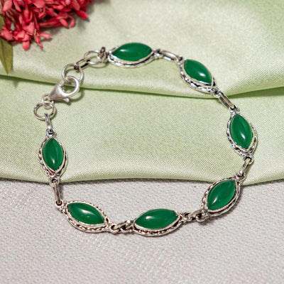 Green Onyx 925 Silver Bracelet