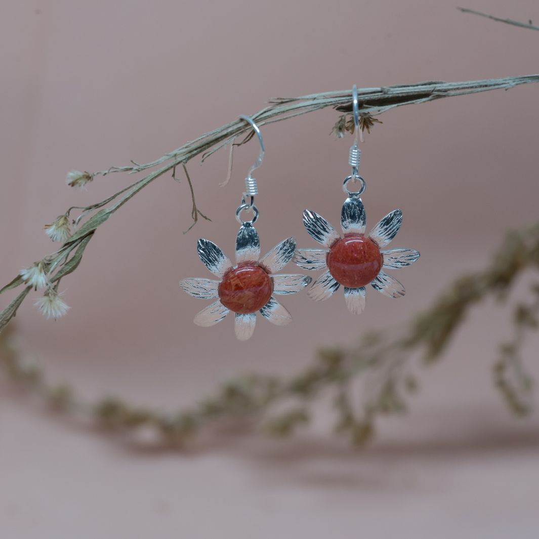 Coral 925 Silver Earrings