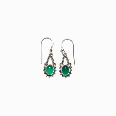 Green Onyx 925 Silver Earrings