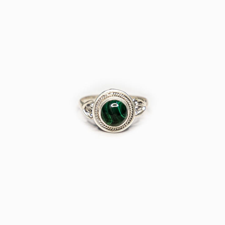 Malachite 925 Silver Round Ring