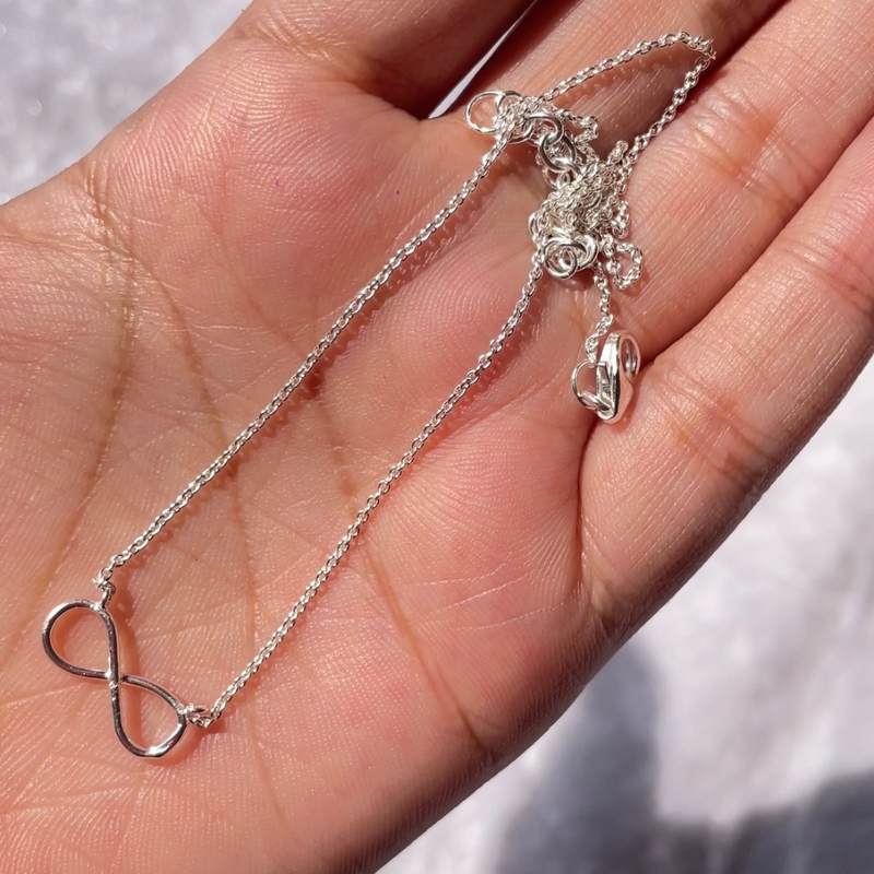 925 Silver Infinity Pendant With Fixed Chain