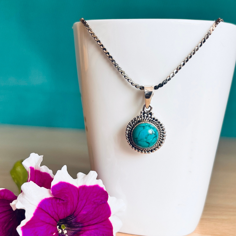 Turquoise Round 925 Silver Pendant