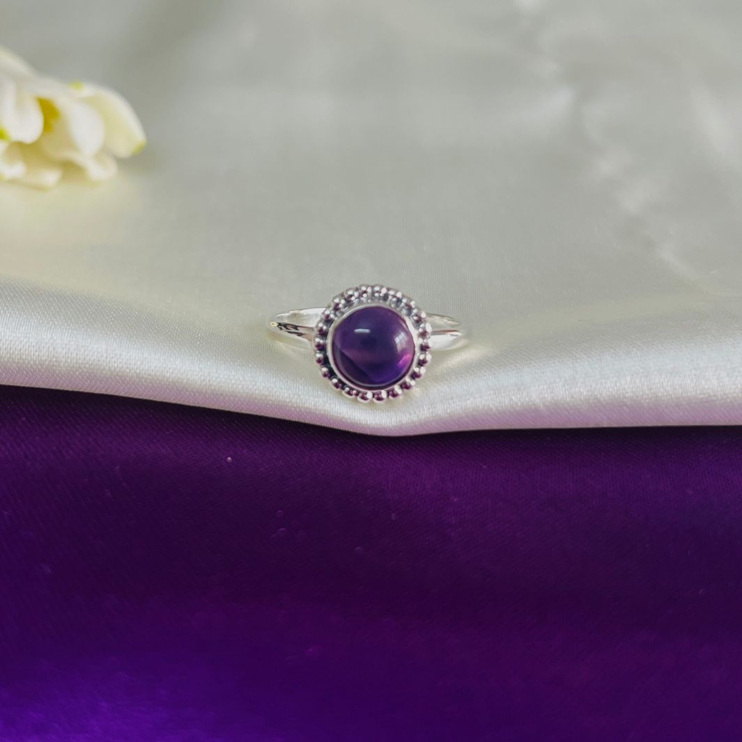 Amethyst 925 Silver Round Ring