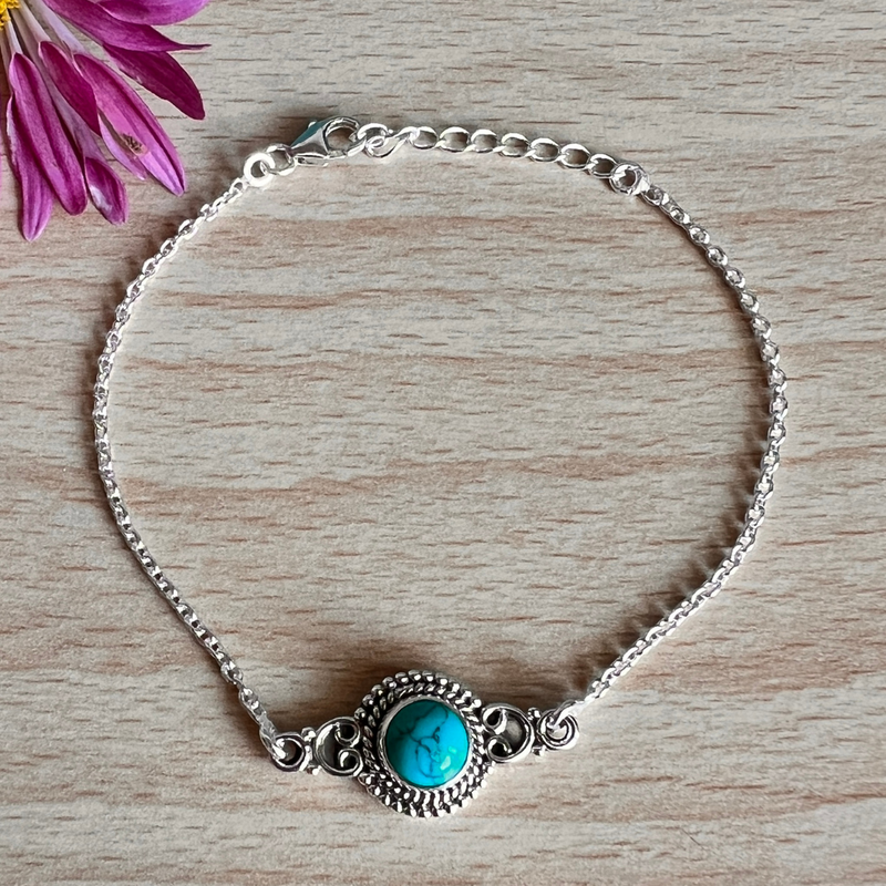 Turquoise Round 925 Silver Bracelet