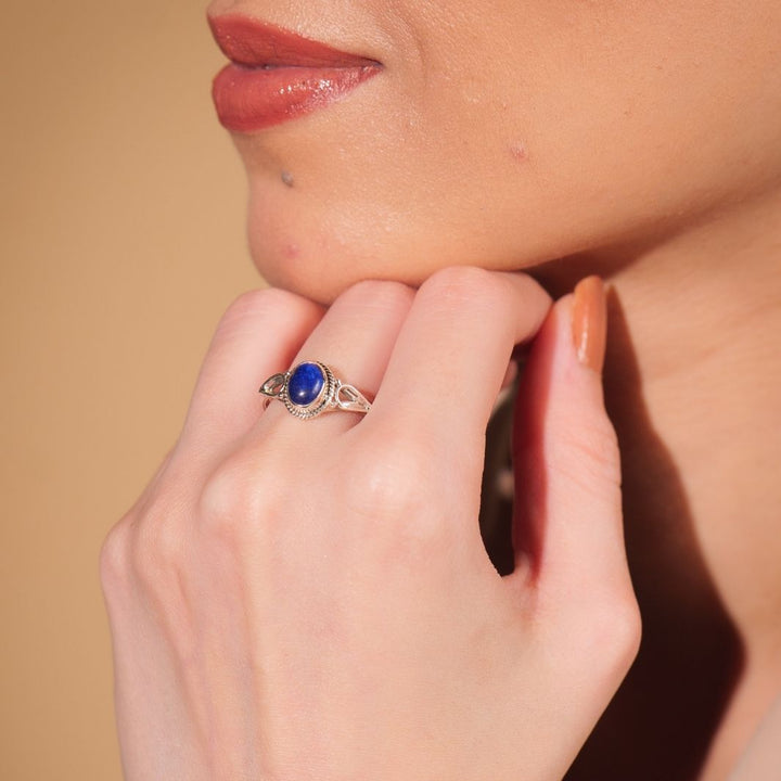 Lapis 925 Silver Oval Ring