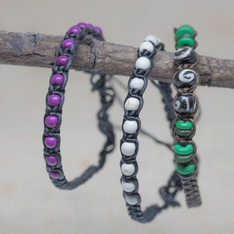 Multicolour Thread & Bead Bracelet - Set Of 3