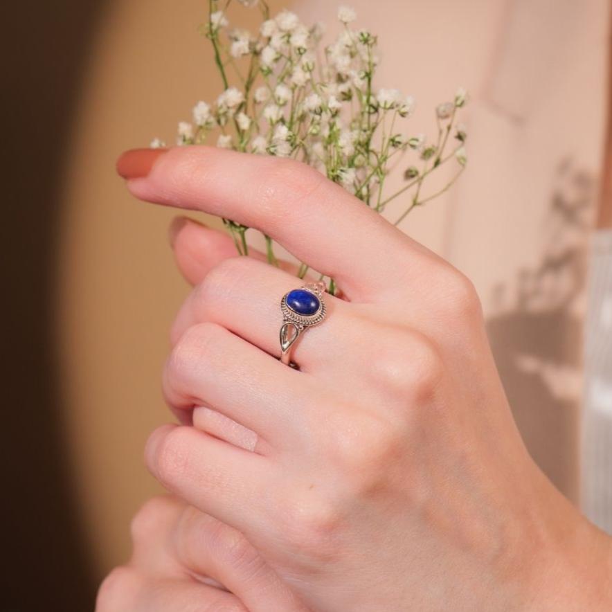 Lapis 925 Silver Oval Ring