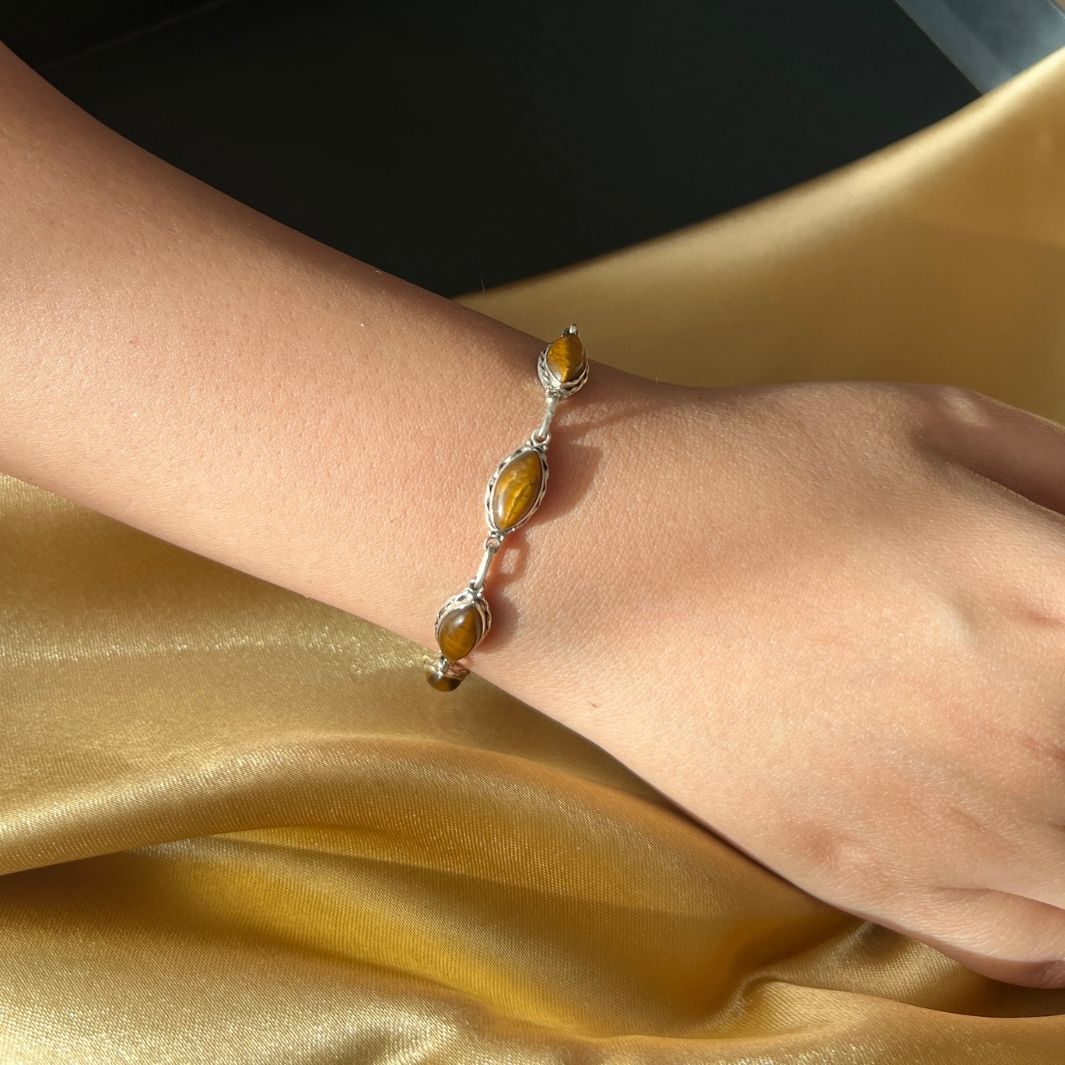 Tiger Eye 925 Silver Bracelet