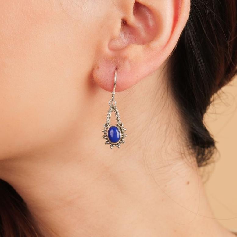 Lapis 925 Silver Hanging Earrings