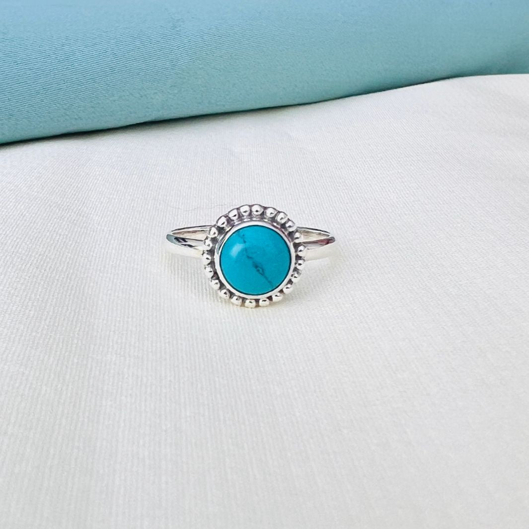 Turquoise 925 Silver Round Ring