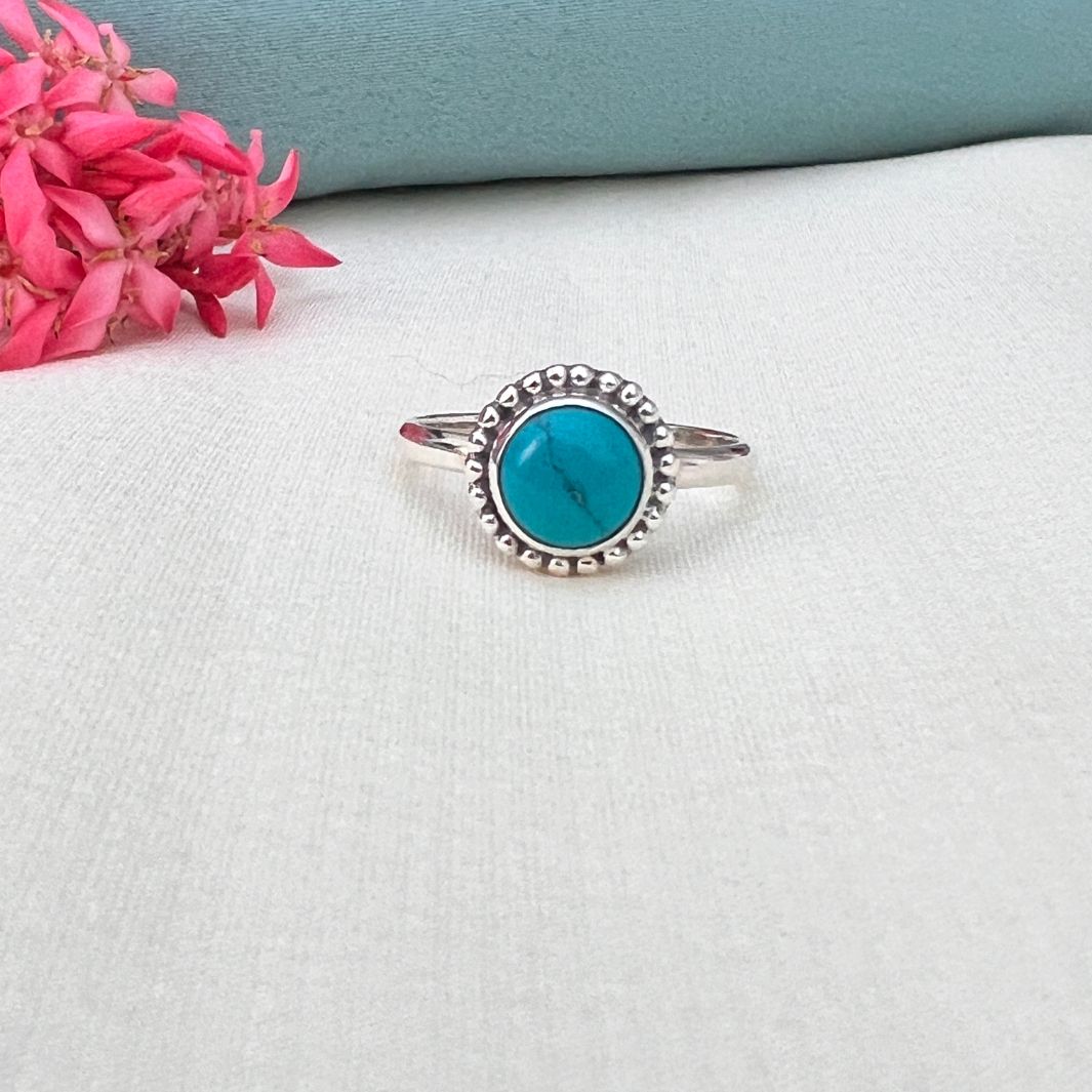 Turquoise 925 Silver Round Ring