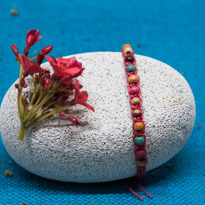 Multicolour Thread & Bead Bracelet - Set Of 3