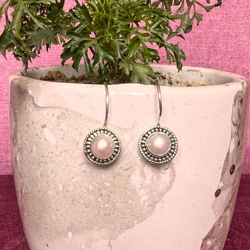 Pearl Round 925 Silver Earrings