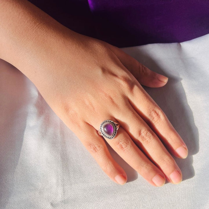 Amethyst 925 Silver Drop Ring