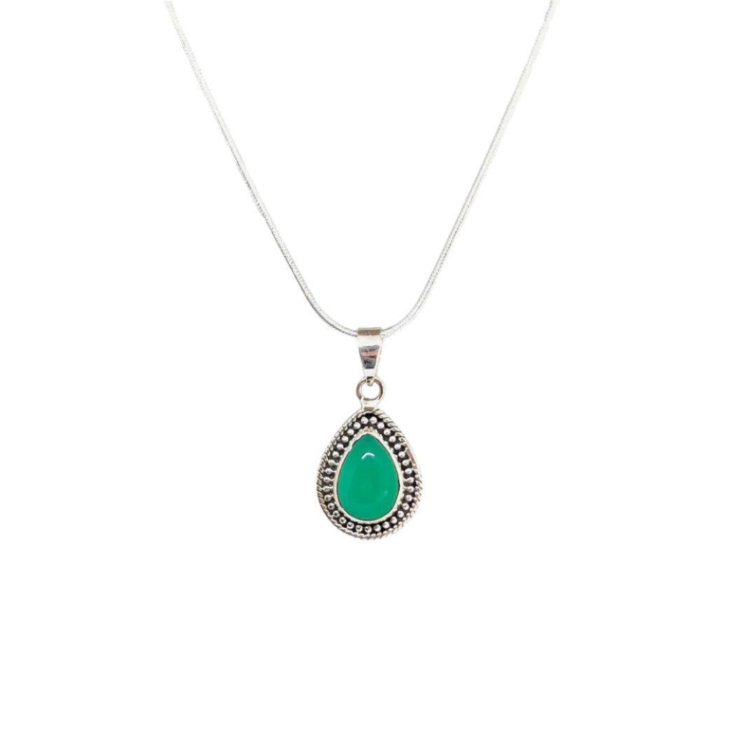 Green Onyx Drop 925 Silver Pendant