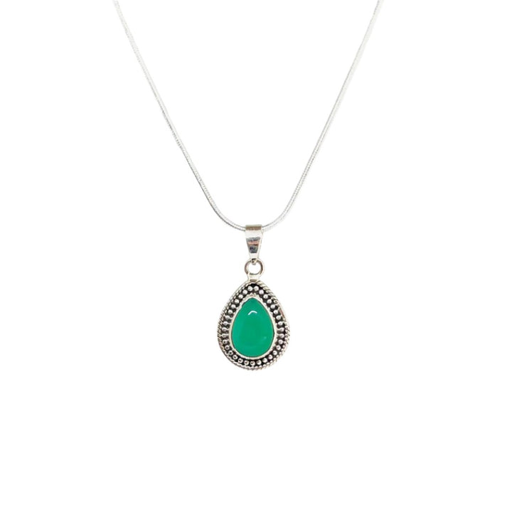 Green Onyx Drop 925 Silver Pendant