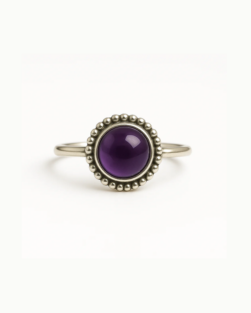 Amethyst 925 Silver Round Ring