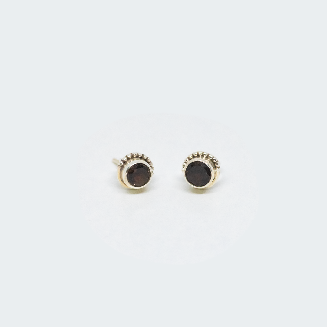 Smokey Quartz 925 Silver Stud