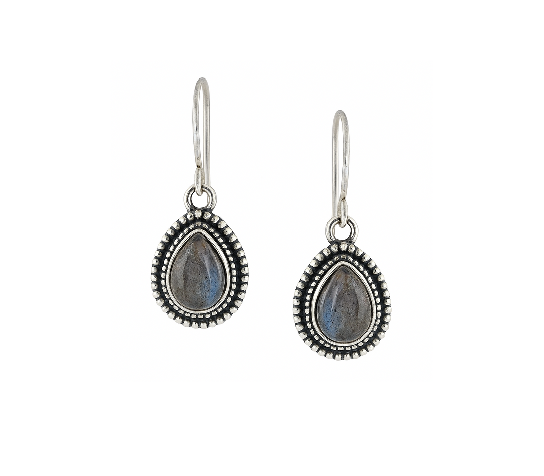 Drop shaped 925 Silver Earrings (All stones)