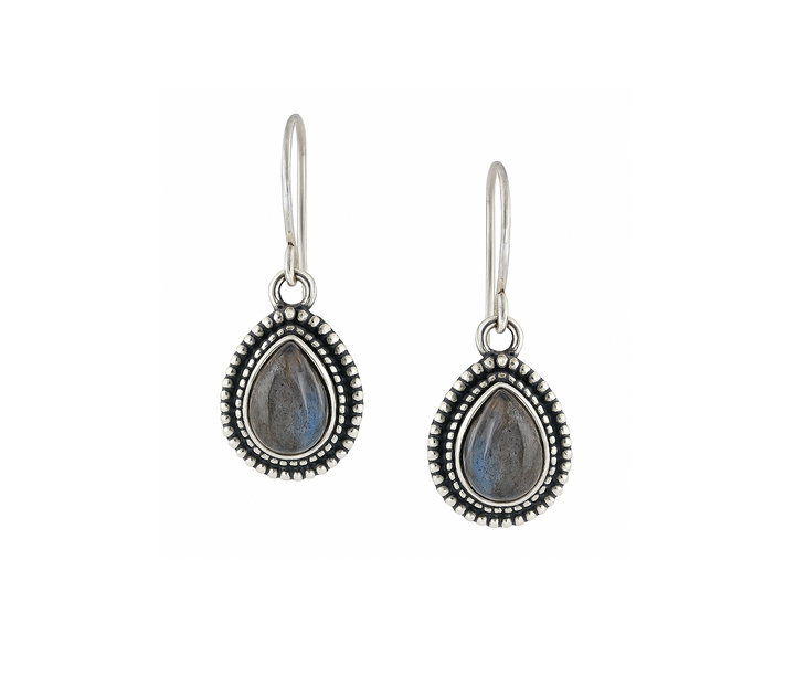 Drop shaped 925 Silver Earrings (All stones)