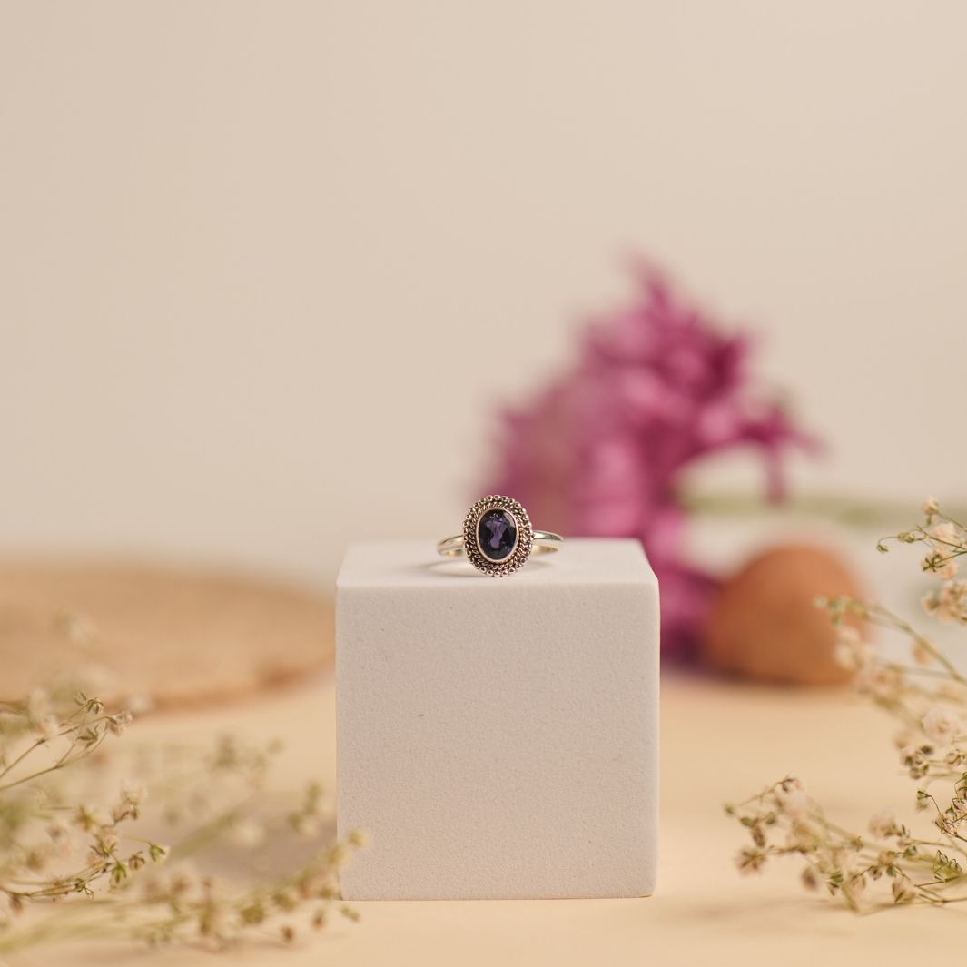 Iolite 925 Silver Cut Ring