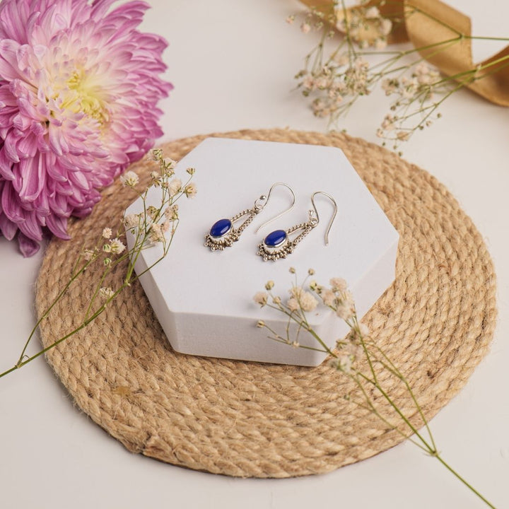 Lapis 925 Silver Hanging Earrings