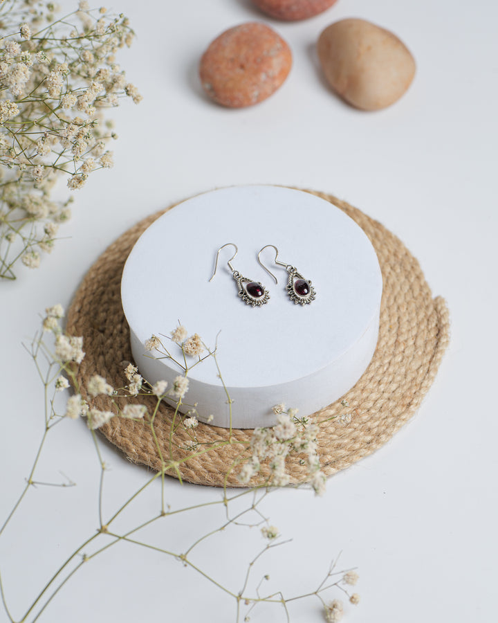 Garnet 925 Silver Hanging Earrings The Spring Story