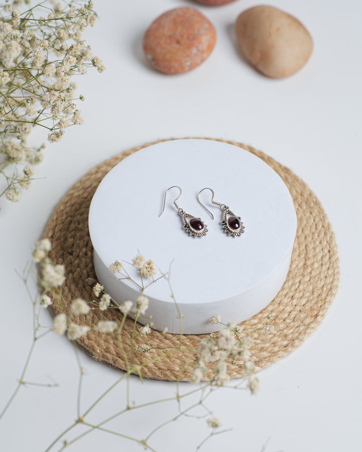 Garnet 925 Silver Hanging Earrings The Spring Story