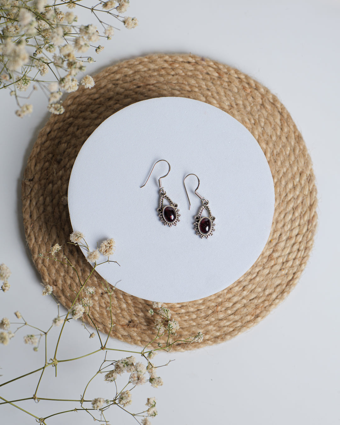 Garnet 925 Silver Hanging Earrings The Spring Story