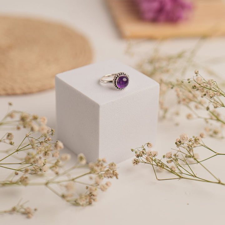 Amethyst 925 Silver Round Ring