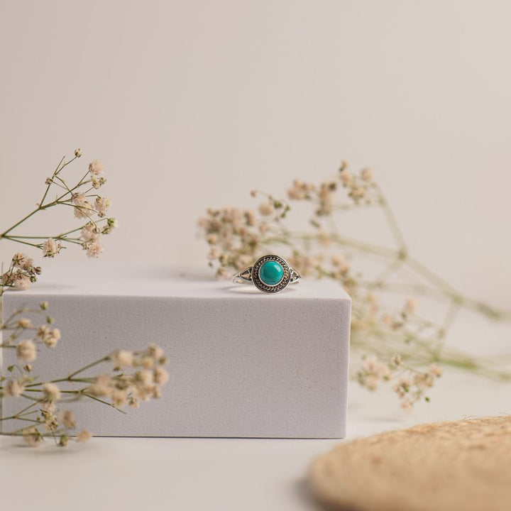 Turquoise 925 Silver Round Ring