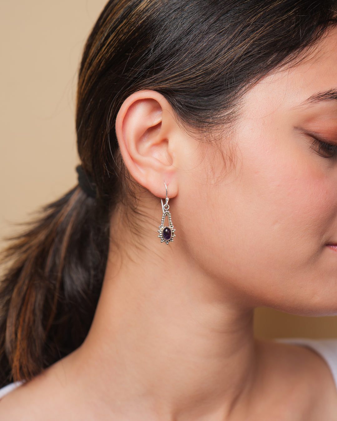 Amethyst 925 Silver Hanging Earrings The Spring Story