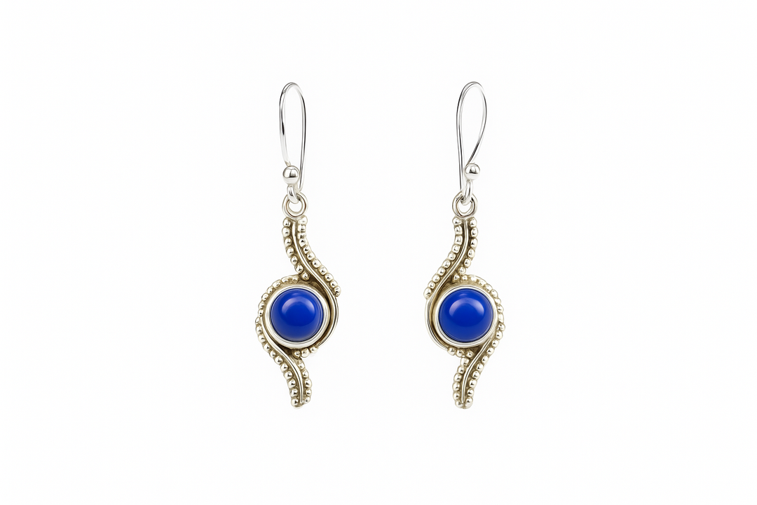 Lapis Zig zag 925 Silver Earrings The Spring Story