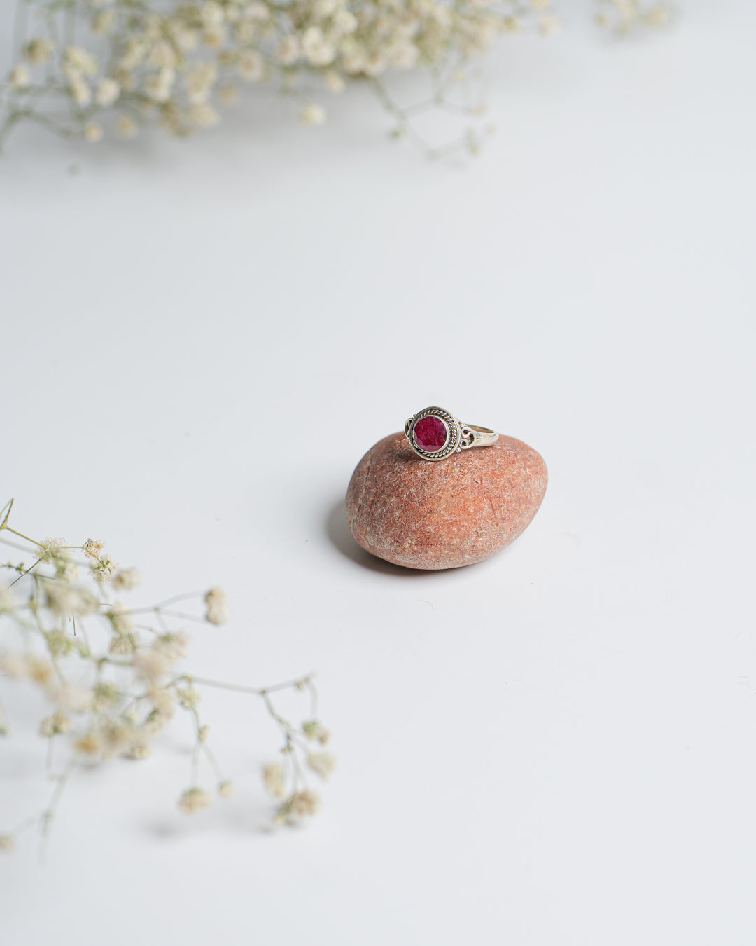 Dyed Ruby Round 925 Silver Ring The Spring Story
