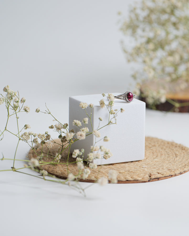 Garnet 925 Silver Oval Ring The Spring Story