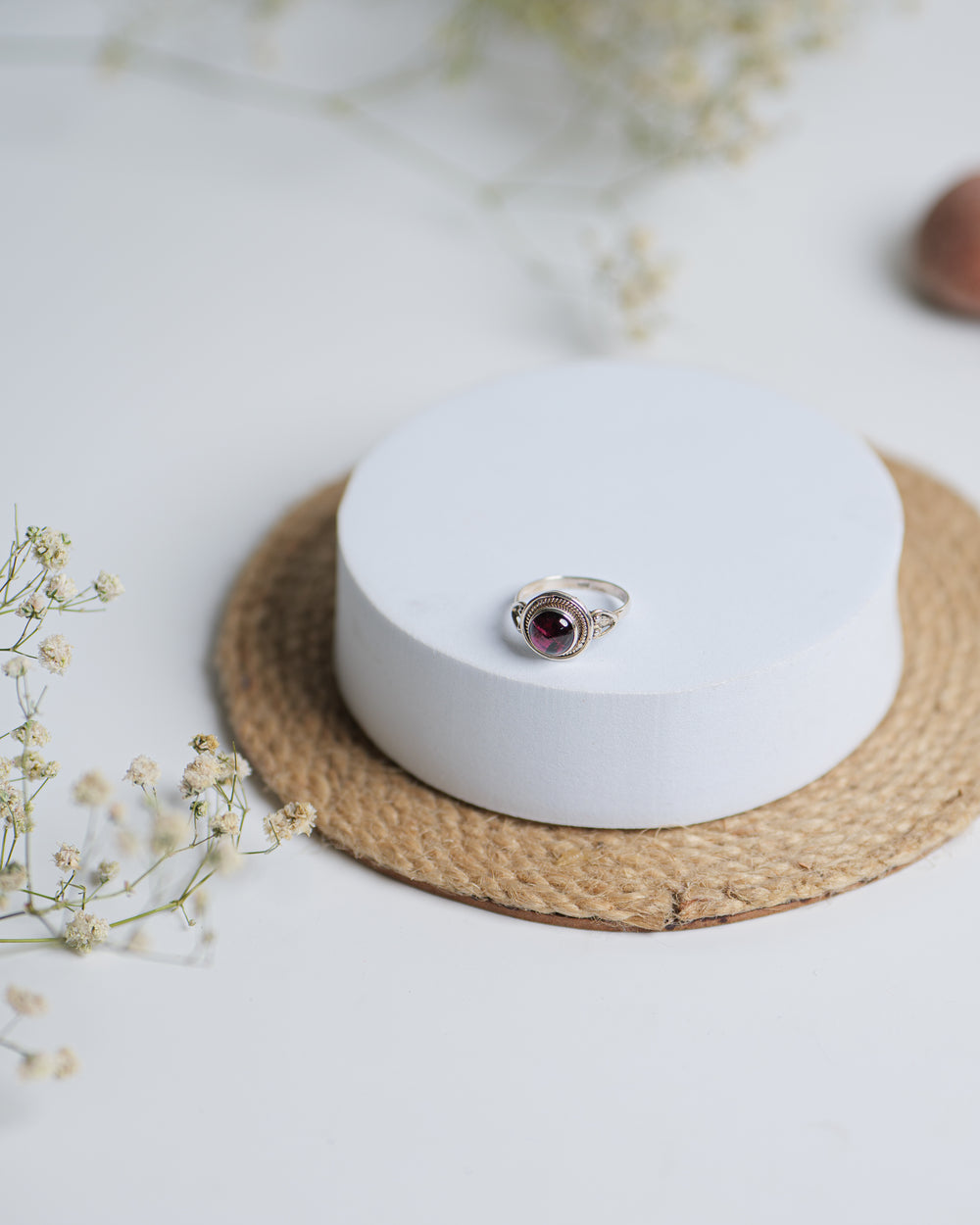 Garnet 925 Silver Round Ring The Spring Story