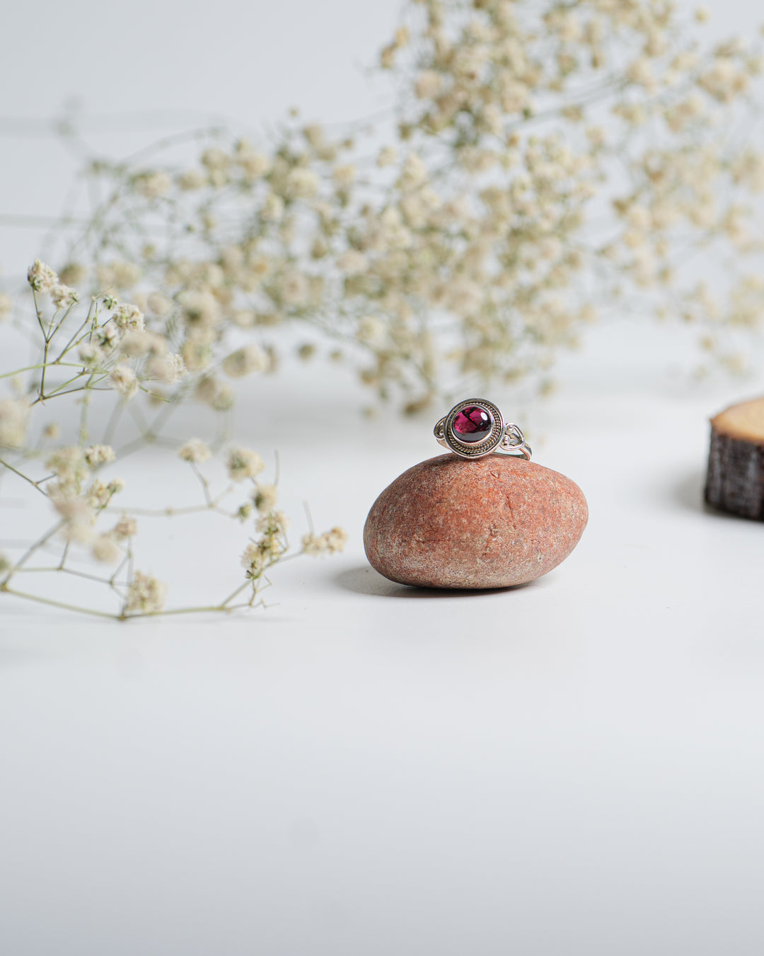 Garnet 925 Silver Round Ring The Spring Story