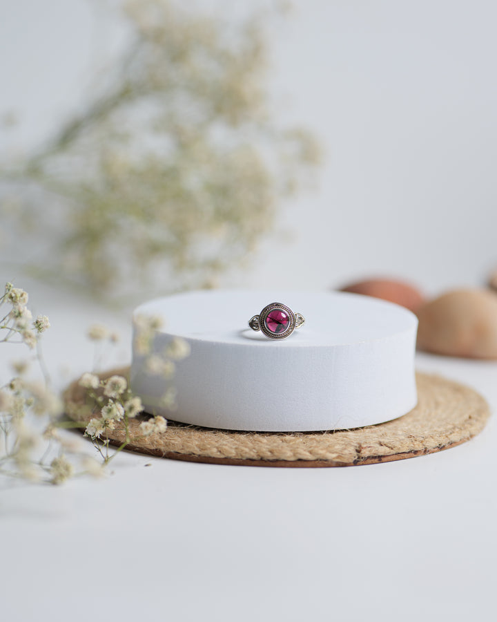 Garnet 925 Silver Round Ring The Spring Story