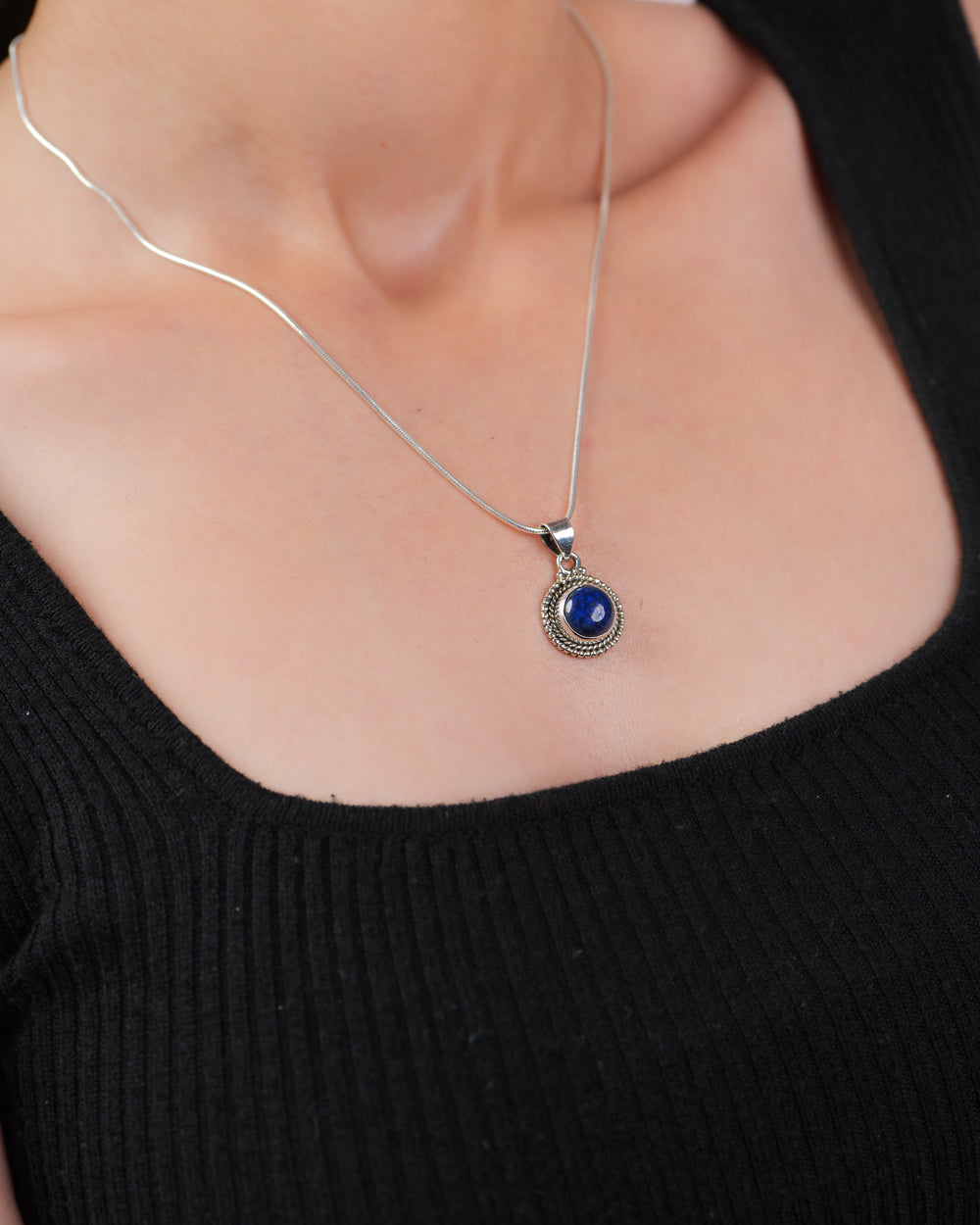Lapis Round 925 Silver Pendant The Spring Story