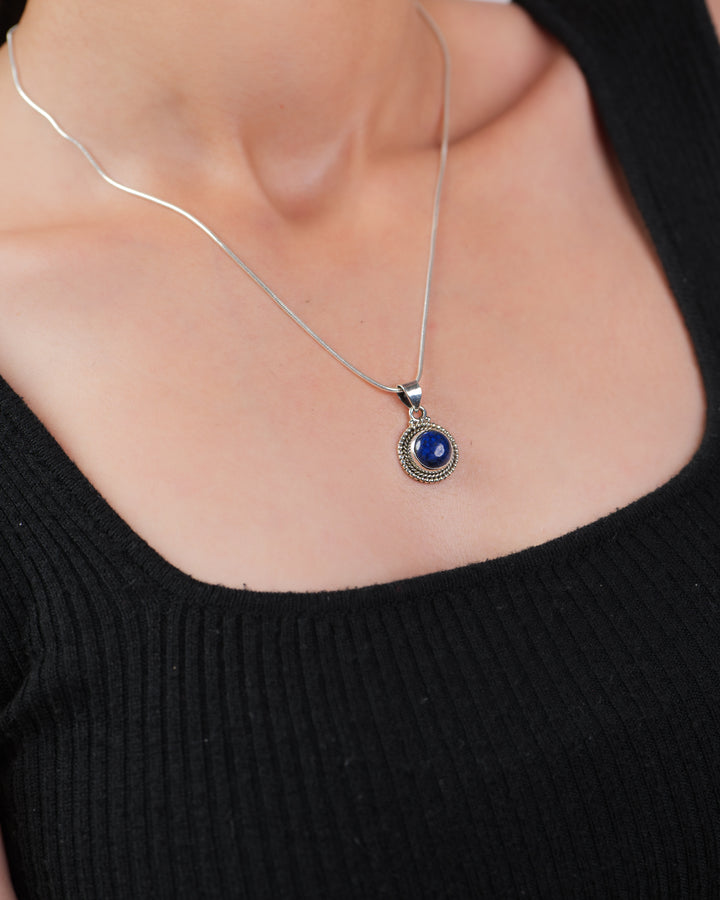 Lapis Round 925 Silver Pendant The Spring Story