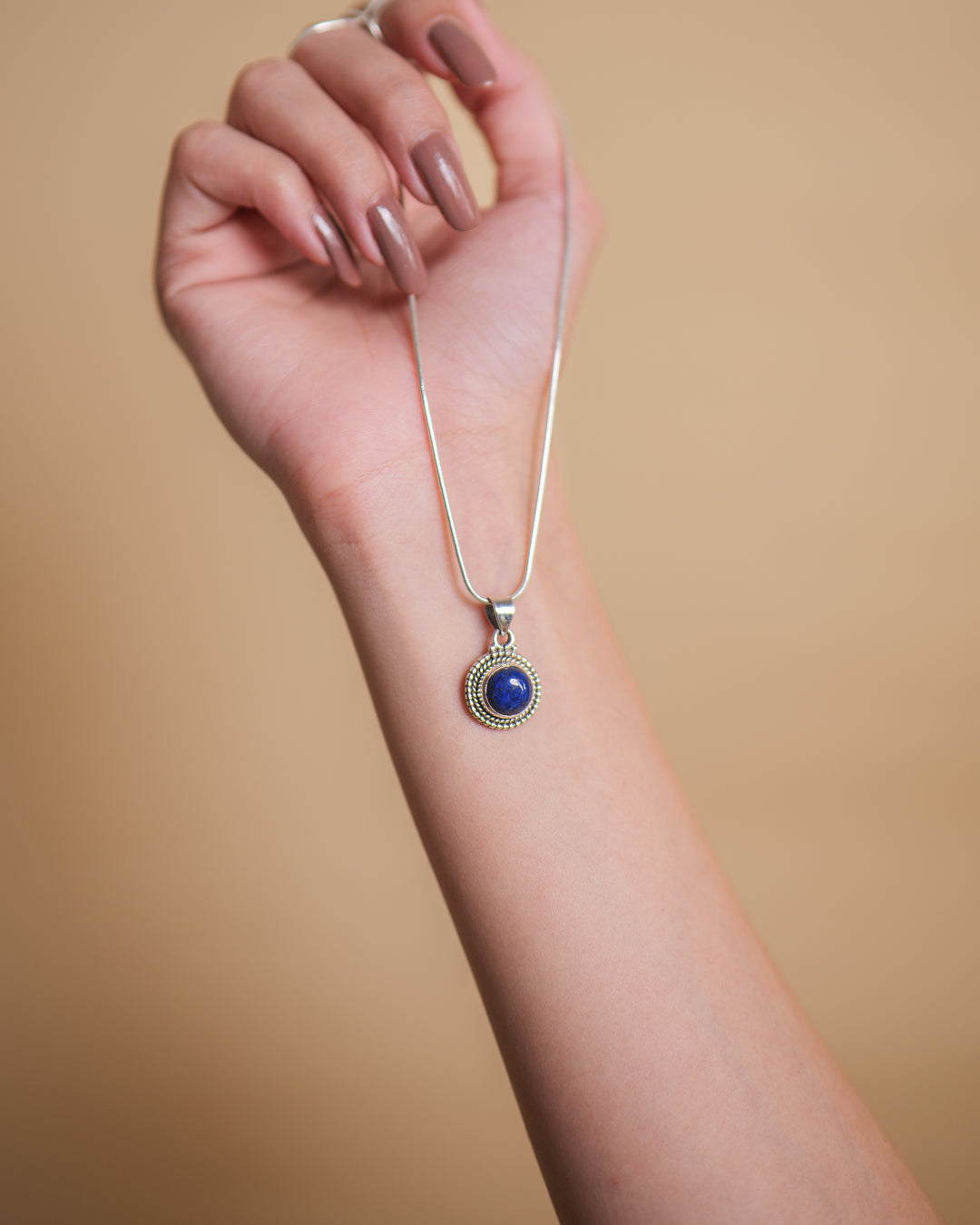 Lapis Round 925 Silver Pendant The Spring Story