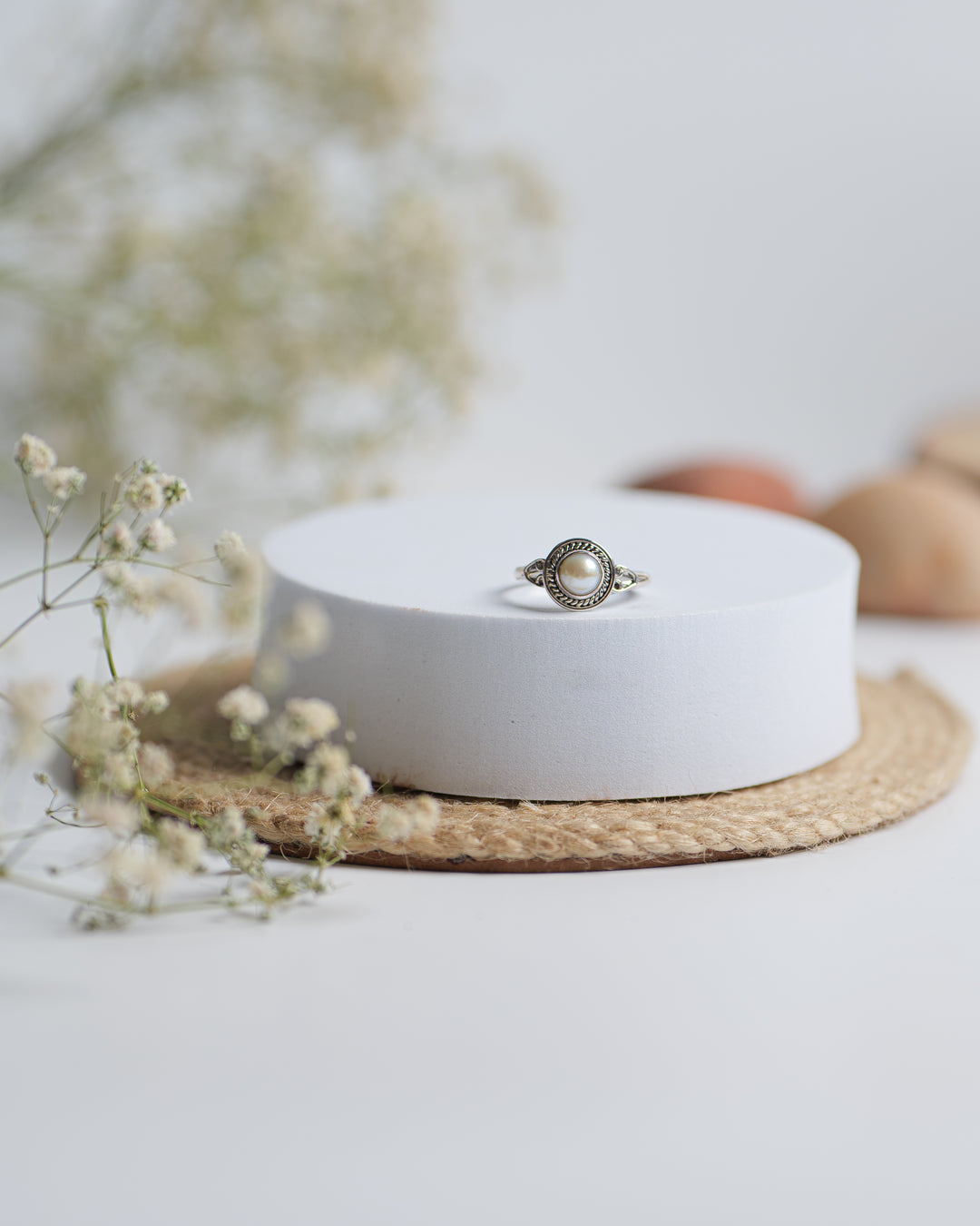 Pearl 925 Silver Round Ring The Spring Story