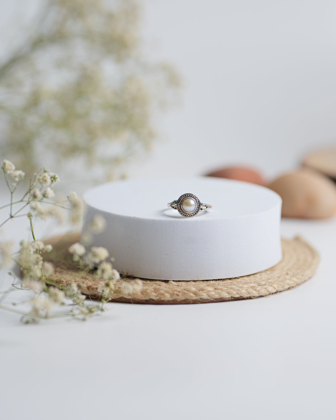 Pearl 925 Silver Round Ring The Spring Story