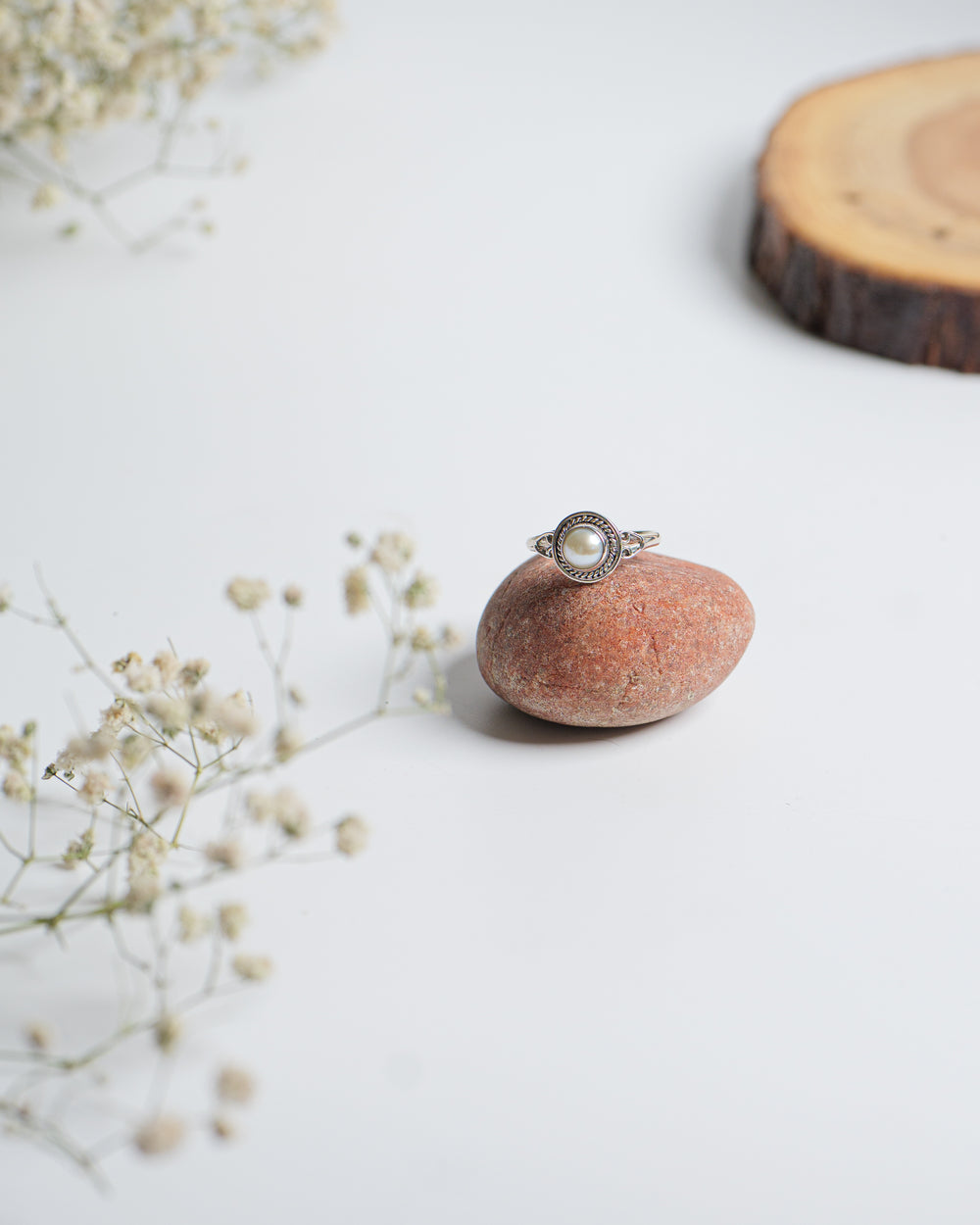Pearl 925 Silver Round Ring The Spring Story