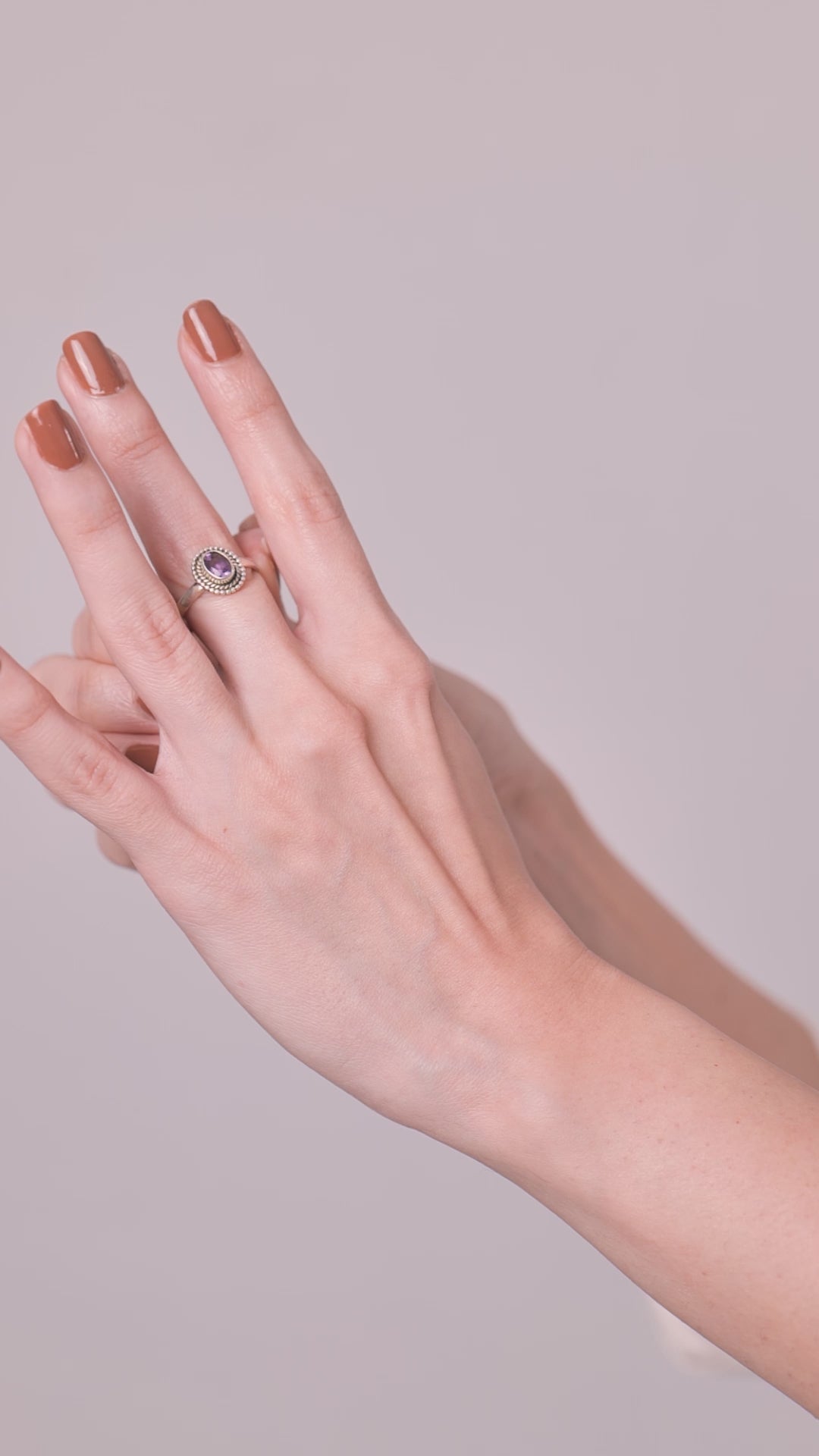 Amethyst 925 Silver Round Ring